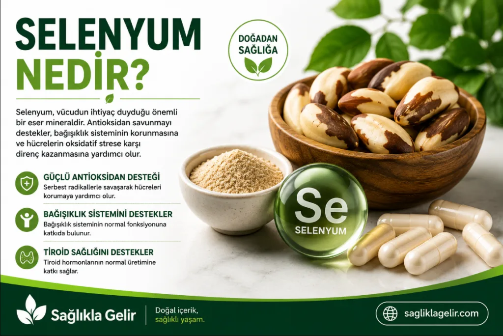 Selenyum içeren besinler hakkında bilgilendirici görsel