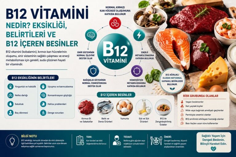 B12 vitamini eksikliği belirtileri ve B12 içeren besinler