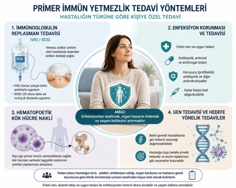Primer immün yetmezlik tedavi yöntemleri IVIG SCIG kök hücre nakli ve gen tedavisi
