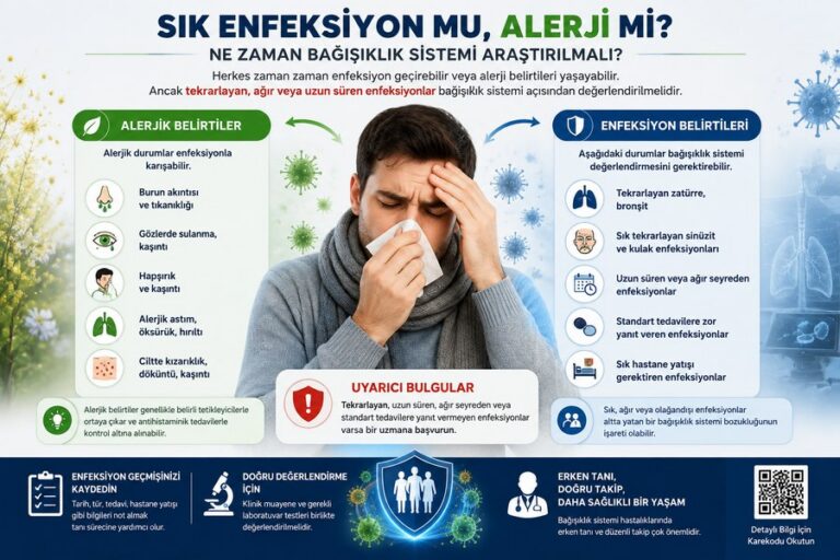 Sık enfeksiyon ve alerji belirtileri ile primer immün yetmezlikte uyarıcı bulgular