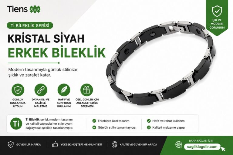 Ti Bileklik Kristal Siyah erkek bileklik modeli